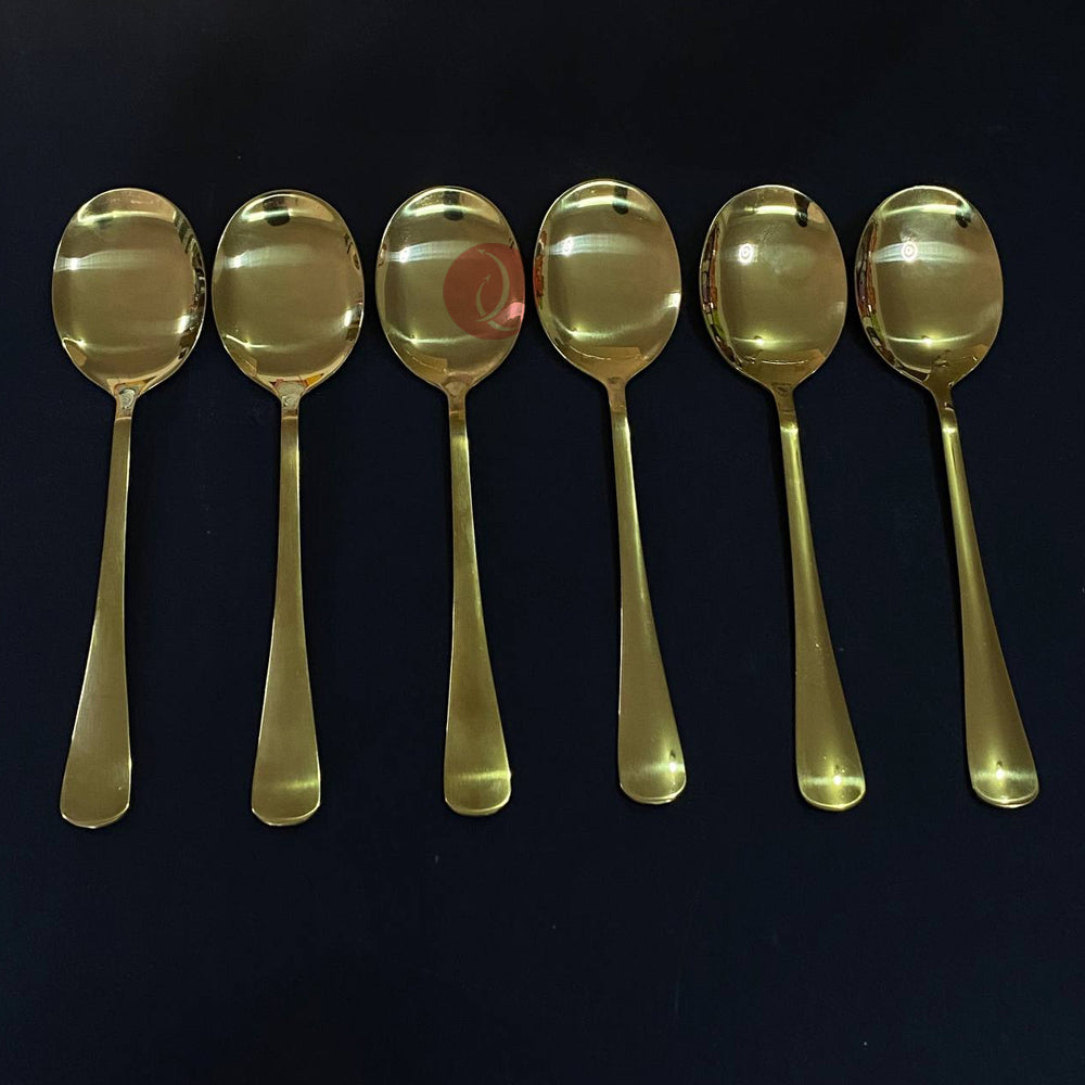 Gold Plated Serving Spoon 6pcs Set | Thicken Stainless Steel | 22.5cm