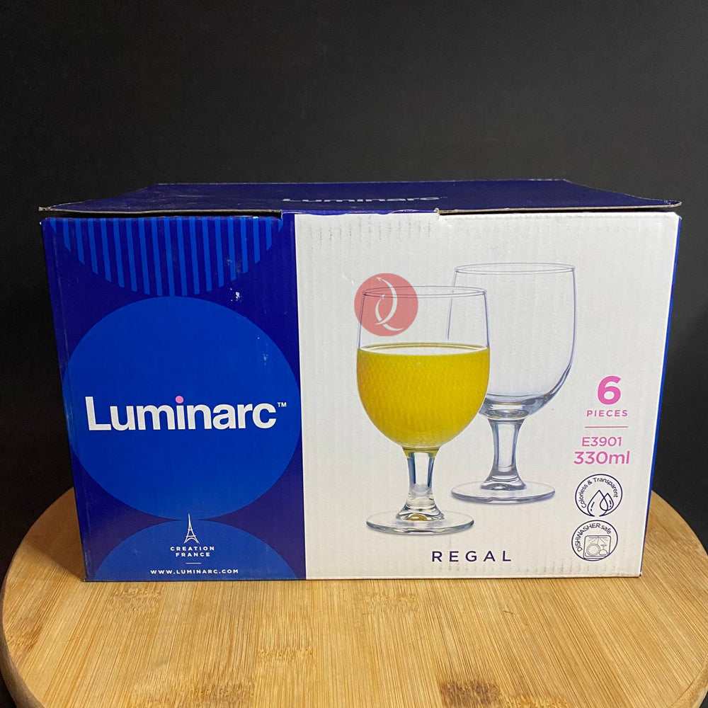 Luminarc Regal 6pcs Wine Glass | Water Goblet Set | 330ml | Fully Tempered High Quality Glass