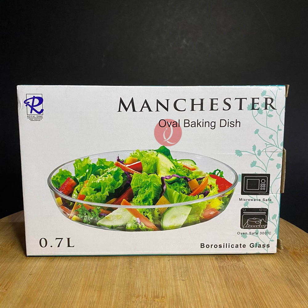 Oval Baking Dish Royal Dine Manchester 0.7L (700ml) | Microwave | Oven Safe | Borosilicate Glass