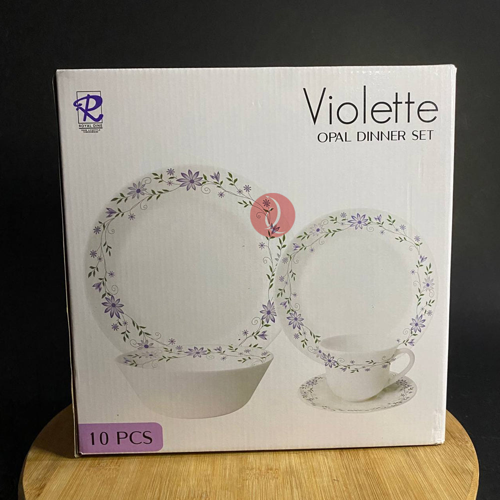 Opal Dinner Set Royal Dine Violette 10pcs Set | Dinner Plate | Dessert Plate | Cup & Saucer