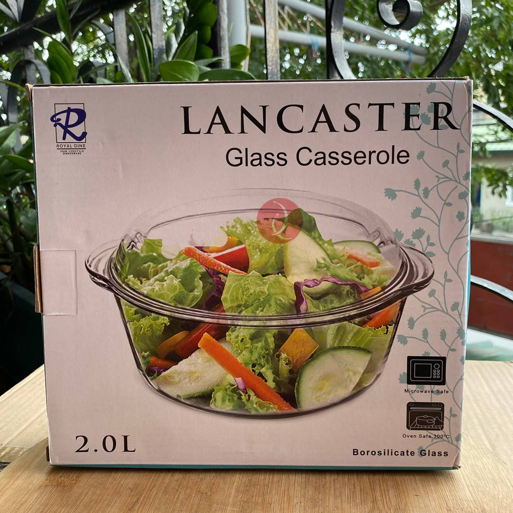 Glass Casserole Royal Dine Lancaster 2L | Microwave | Oven Safe | Borosilicate Glass