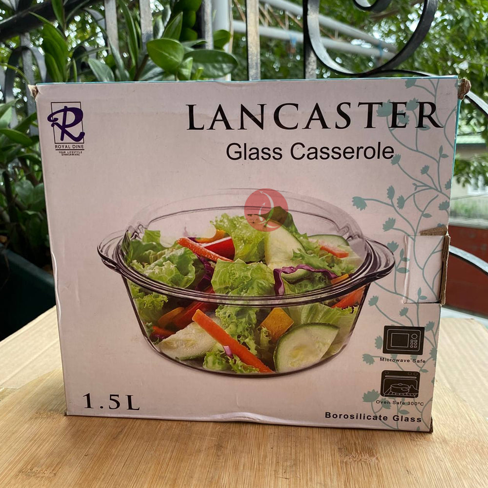 Glass Casserole Royal Dine Lancaster 1.5L | Microwave | Oven Safe | Borosilicate Glass