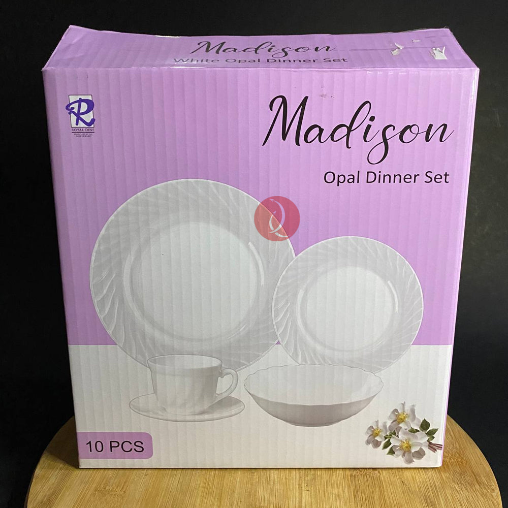 Opal White Dinner Set Royal Dine Madison 10pcs Set | Plates | Dessert Plate | Bowl | Cups & Saucer