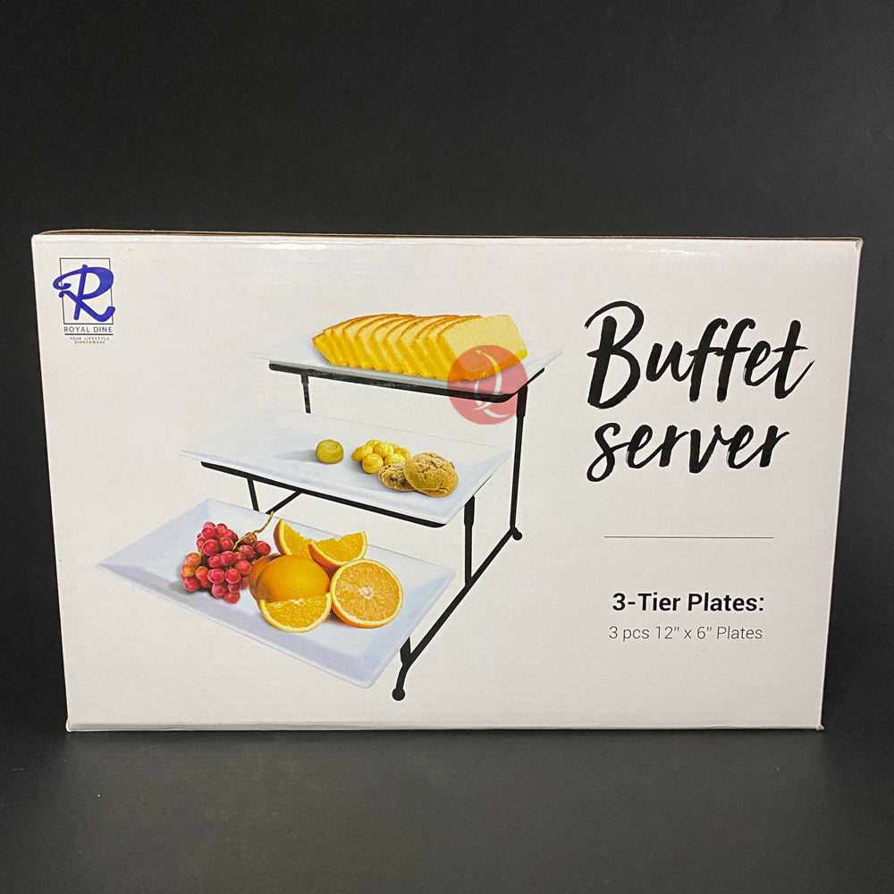 Buffet Server Rectangular Plate 3 Tier  Royal Dine | Microwave | Oven Safe