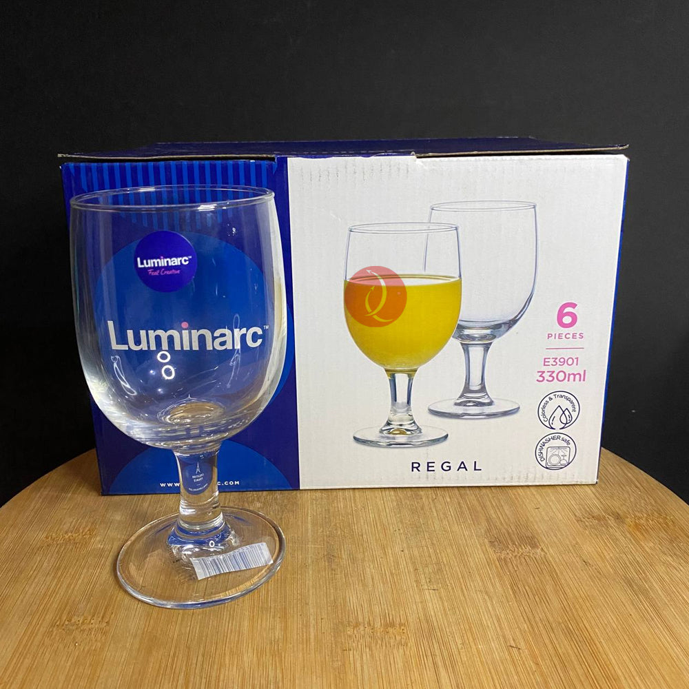 Luminarc Regal 6pcs Wine Glass | Water Goblet Set | 330ml | Fully Tempered High Quality Glass