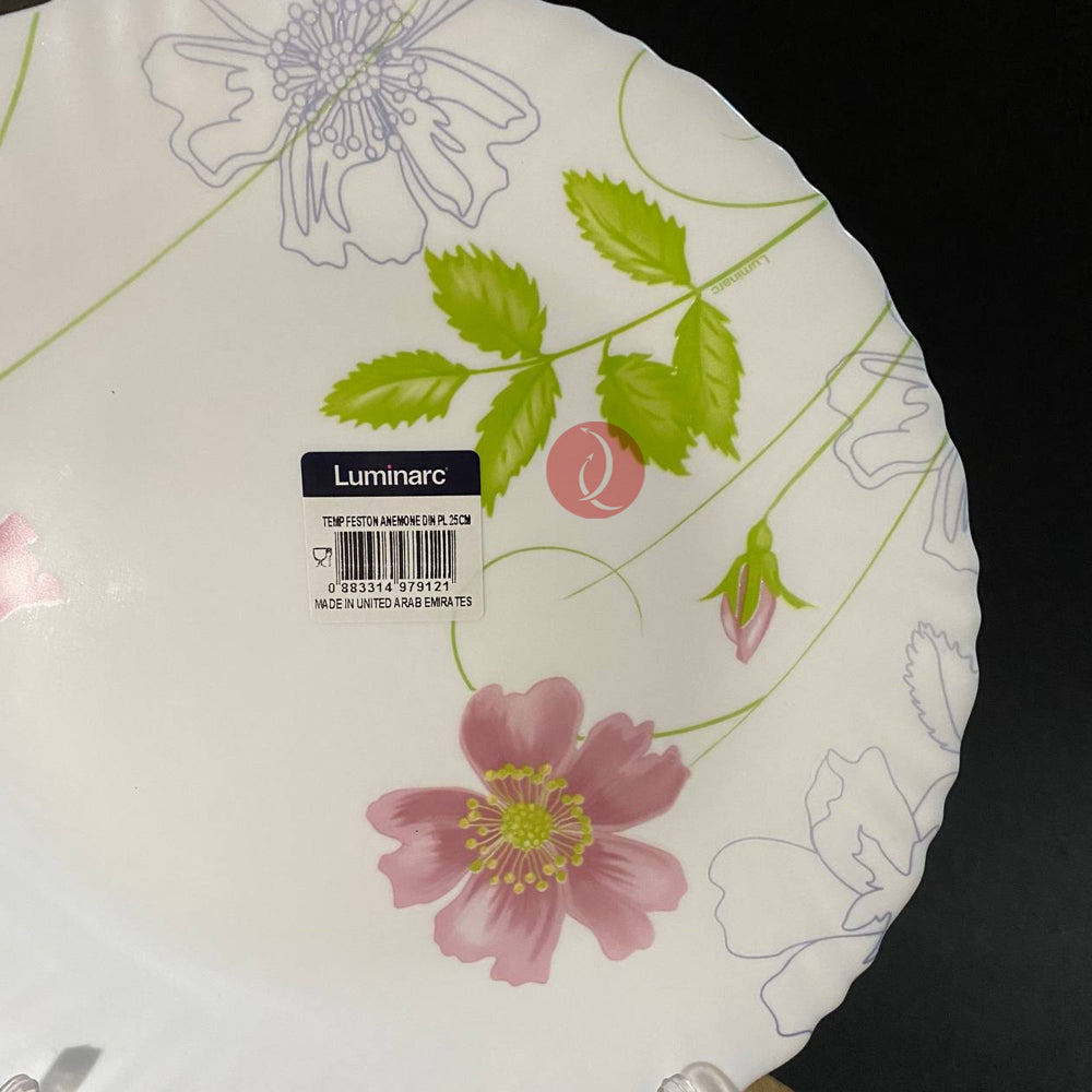 Luminarc Feston Anemone Dinner Plate 25cm | Dishwasher Safe | Heat and Shock resistant