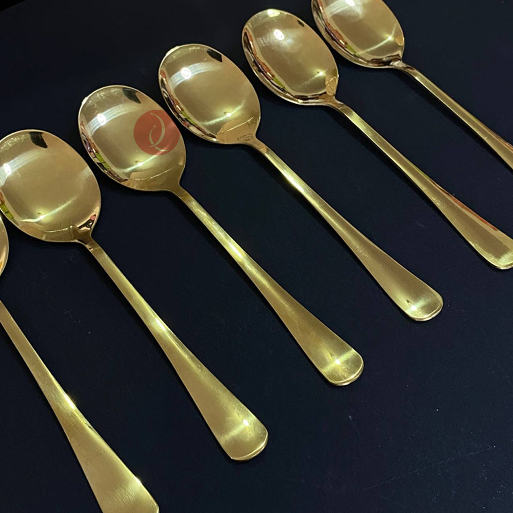 Gold Plated Serving Spoon 6pcs Set | Thicken Stainless Steel | 22.5cm