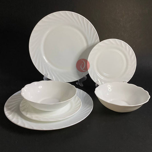 Opal White Dinner Set Royal Dine Tiffany 6pcs Set | Plates | Dessert Plate | Bowl