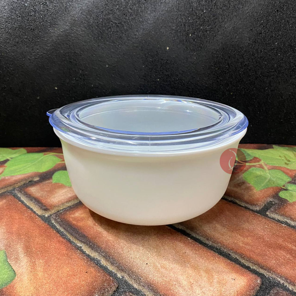 Royal Dine Brittany 7.5" Opal Casserole | Plastic Lid | Microwave Safe | Shock Resistant