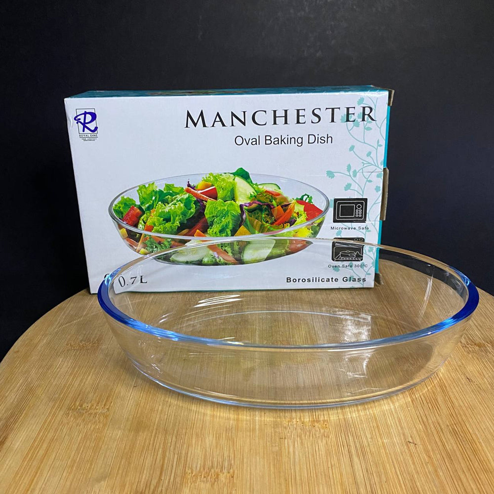 Oval Baking Dish Royal Dine Manchester 0.7L (700ml) | Microwave | Oven Safe | Borosilicate Glass