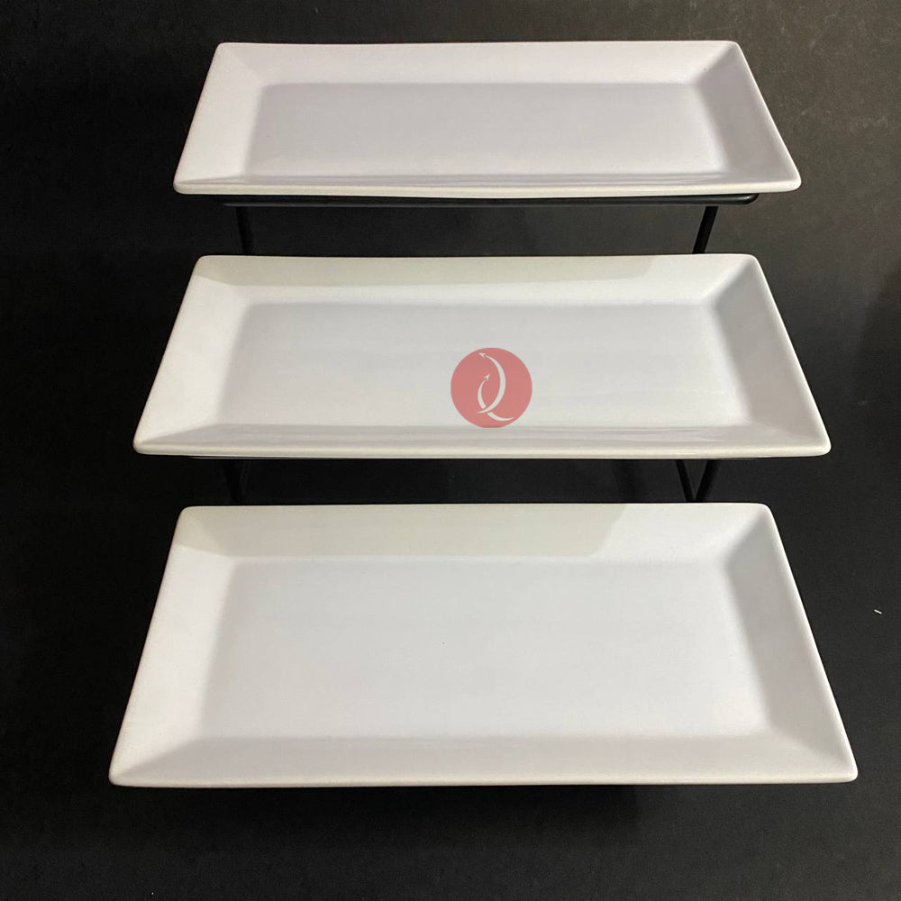 Buffet Server Rectangular Plate 3 Tier  Royal Dine | Microwave | Oven Safe