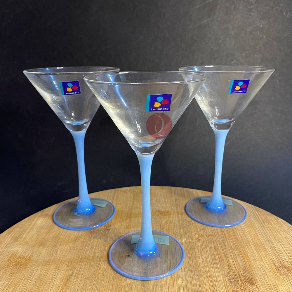 Luminarc 3pcs V Shape Cocktail Glass | Charm Aqua Blue | 15cl - 5 oz.