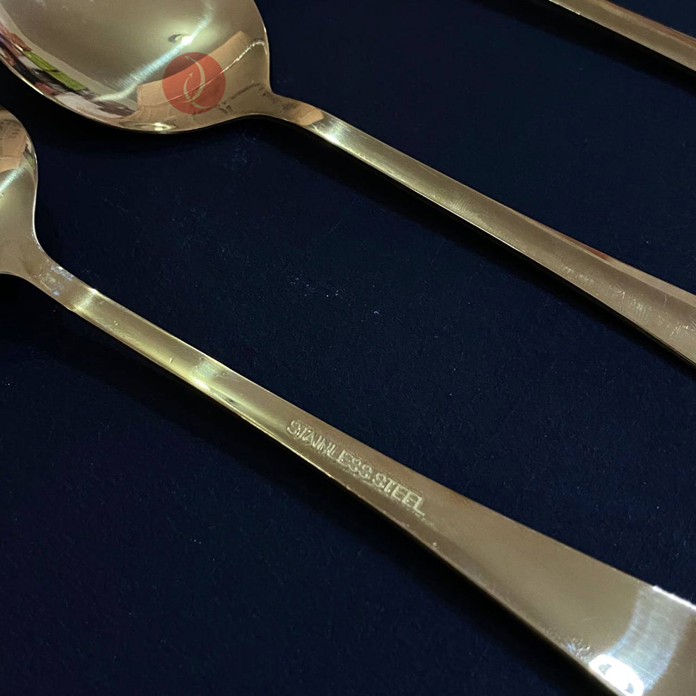 Gold Plated Serving Spoon 6pcs Set | Thicken Stainless Steel | 22.5cm