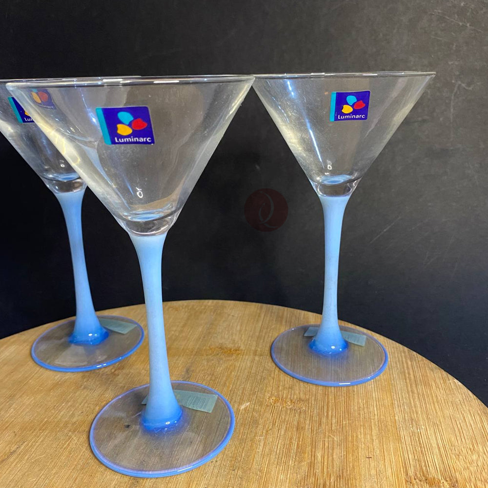 Luminarc 3pcs V Shape Cocktail Glass | Charm Aqua Blue | 15cl - 5 oz.