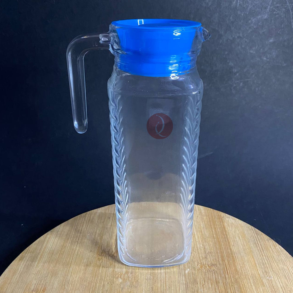 Glass Jug 1L Royal Dine | Water Jug | Juice Jug | w/ Blue Lid