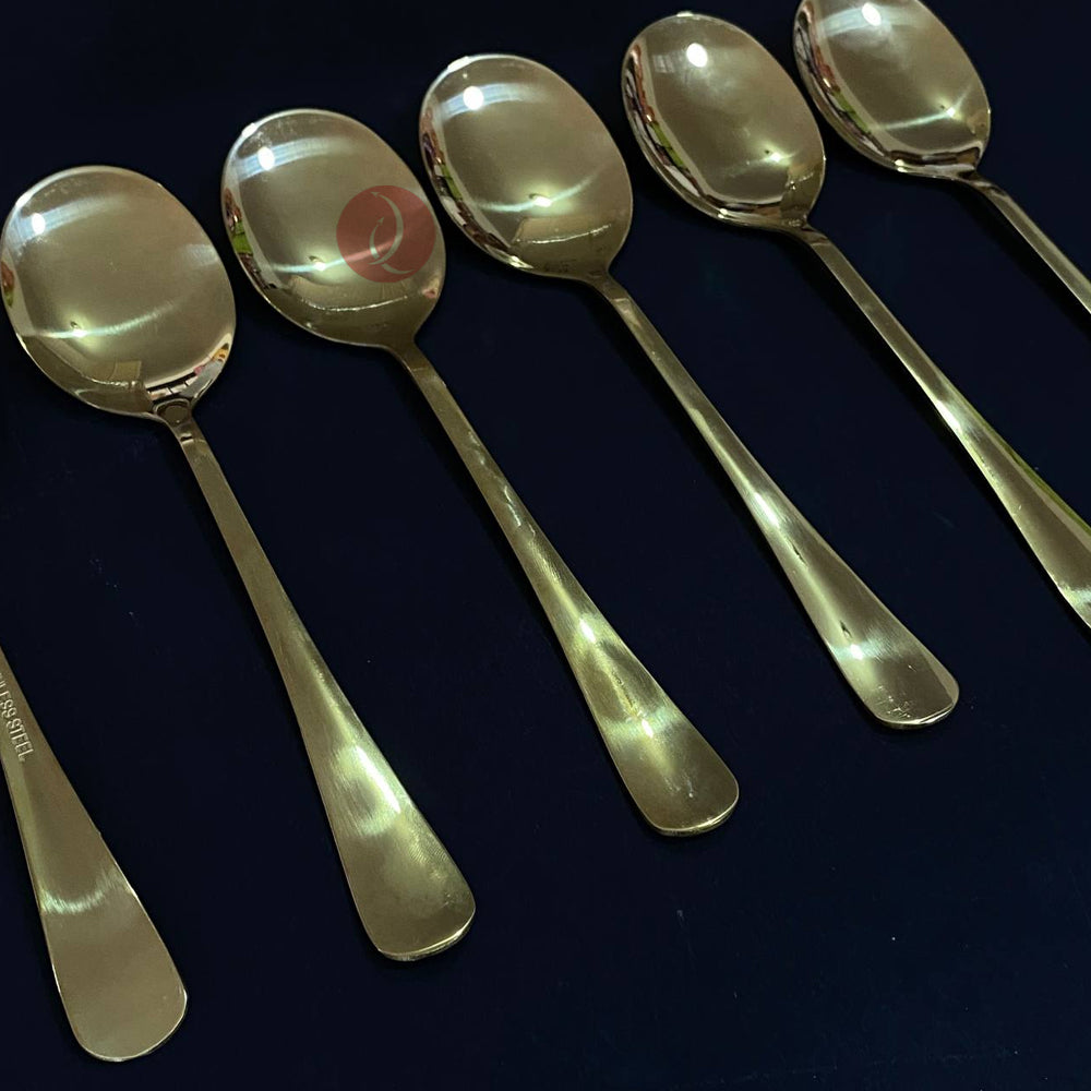 Gold Plated Serving Spoon 6pcs Set | Thicken Stainless Steel | 22.5cm