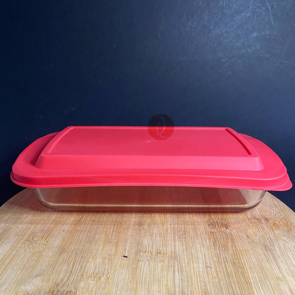 Royal Dine Hampton Baking Dish 1.6L Red Lid | Microwave Oven Safe | Borosilicate Glass