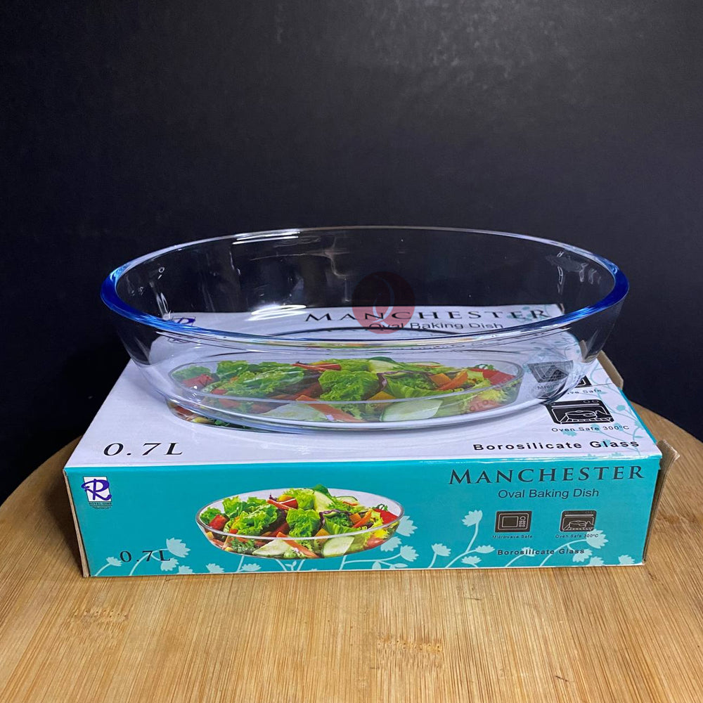 Oval Baking Dish Royal Dine Manchester 0.7L (700ml) | Microwave | Oven Safe | Borosilicate Glass