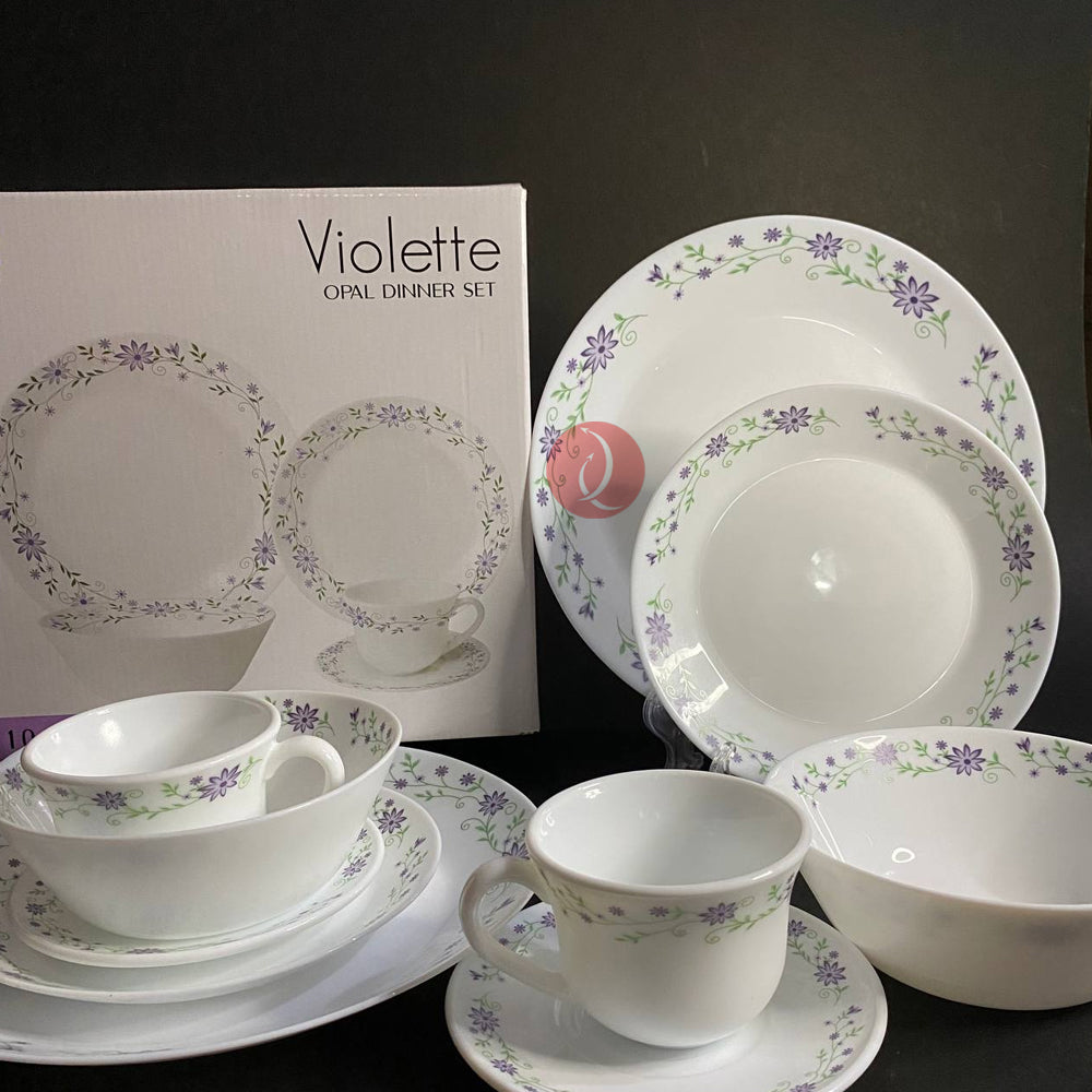 Opal Dinner Set Royal Dine Violette 10pcs Set | Dinner Plate | Dessert Plate | Cup & Saucer