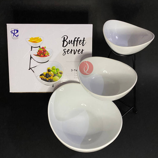 Buffet Server 3 Tier Bowl Royal Dine W/Metal Stand | Ceramics Bowls