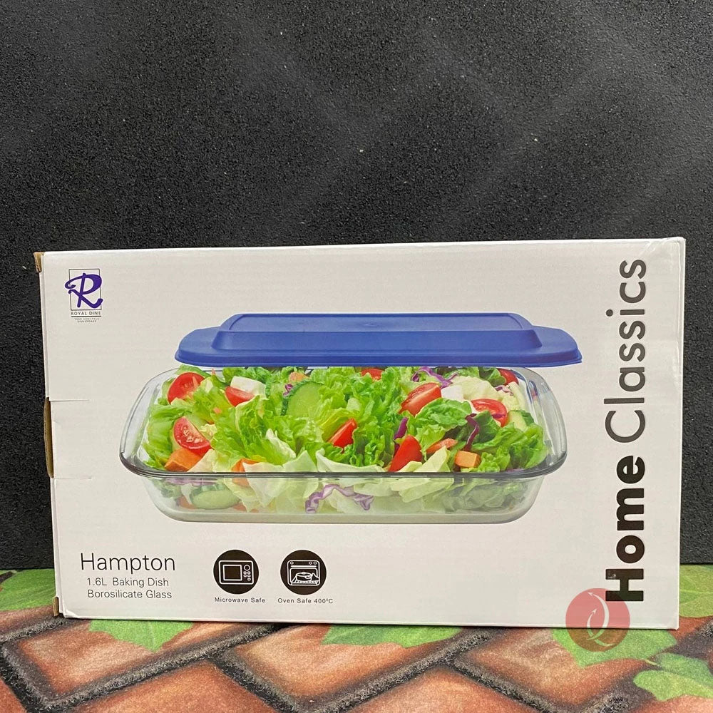 Royal Dine Hampton Baking Dish 1.6L  | Microwave Oven Safe | Borosilicate Glass