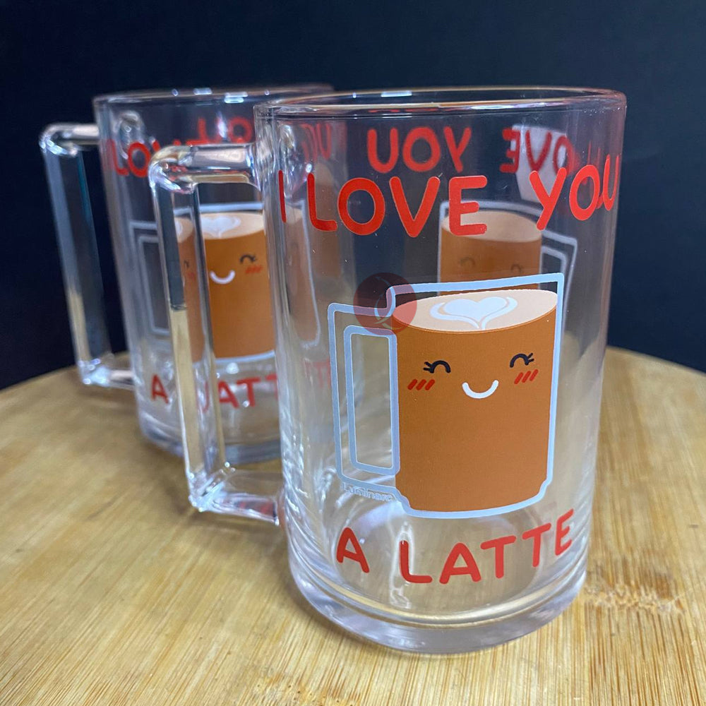 Luminarc Bonne Love Latte 320ml Couple Mug | Hot and Cold | High Quality Glass Mug