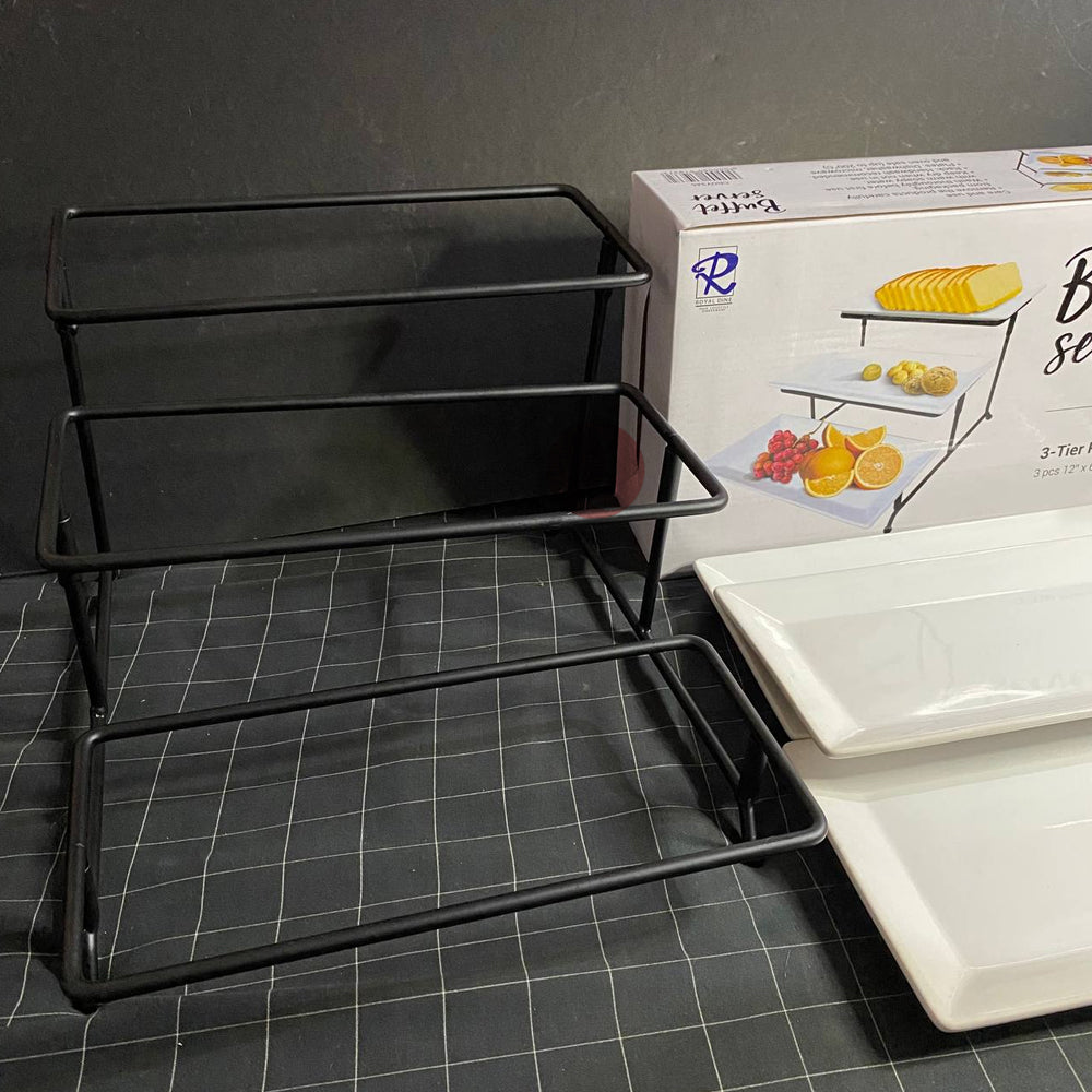 Buffet Server Rectangular Plate 3 Tier  Royal Dine | Microwave | Oven Safe