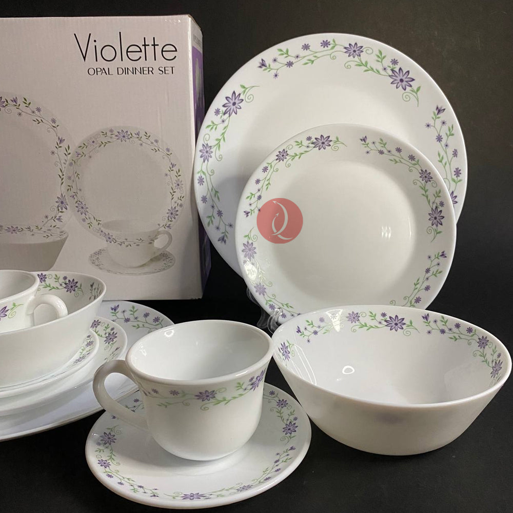 Opal Dinner Set Royal Dine Violette 10pcs Set | Dinner Plate | Dessert Plate | Cup & Saucer