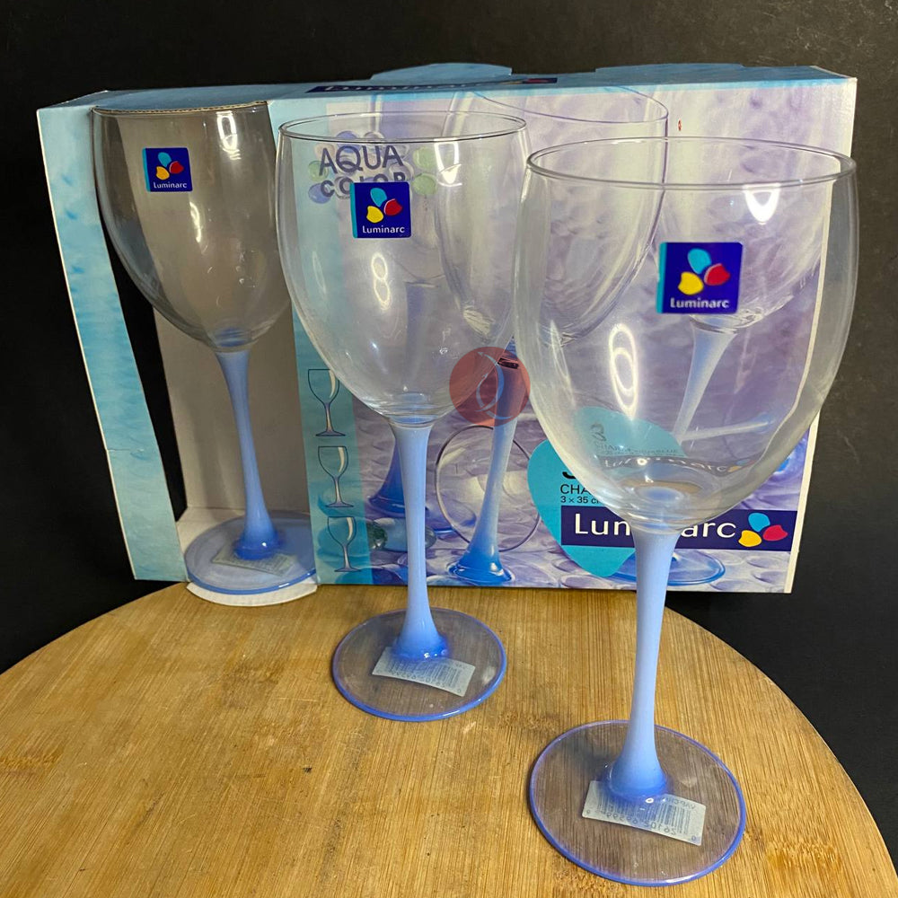 Luminarc 3pcs Wine Glass | Charm Aqua Blue | 35cl - 11.3/4 oz.