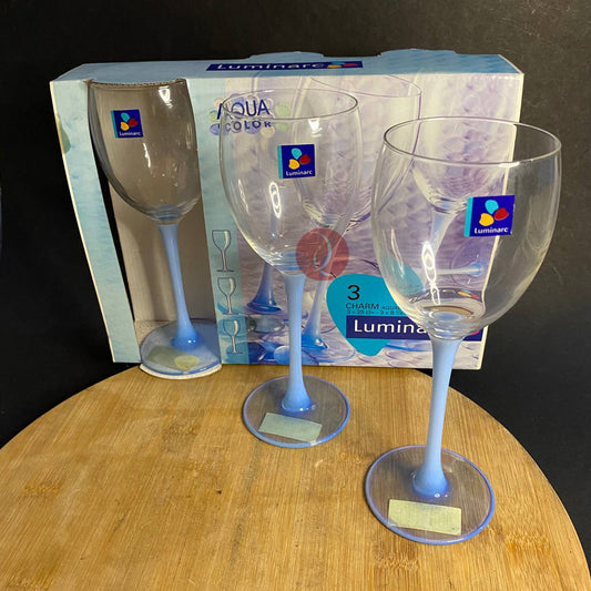 Luminarc 3pcs Wine Glass | Charm Aqua Blue | 25cl - 8 1/4 oz.