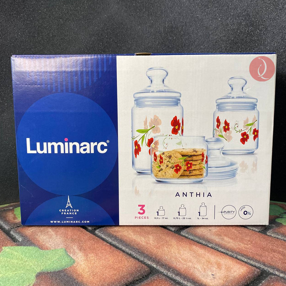 Luminarc Anthia 3pcs Jar Set | Storage Set | Kitchen Canister