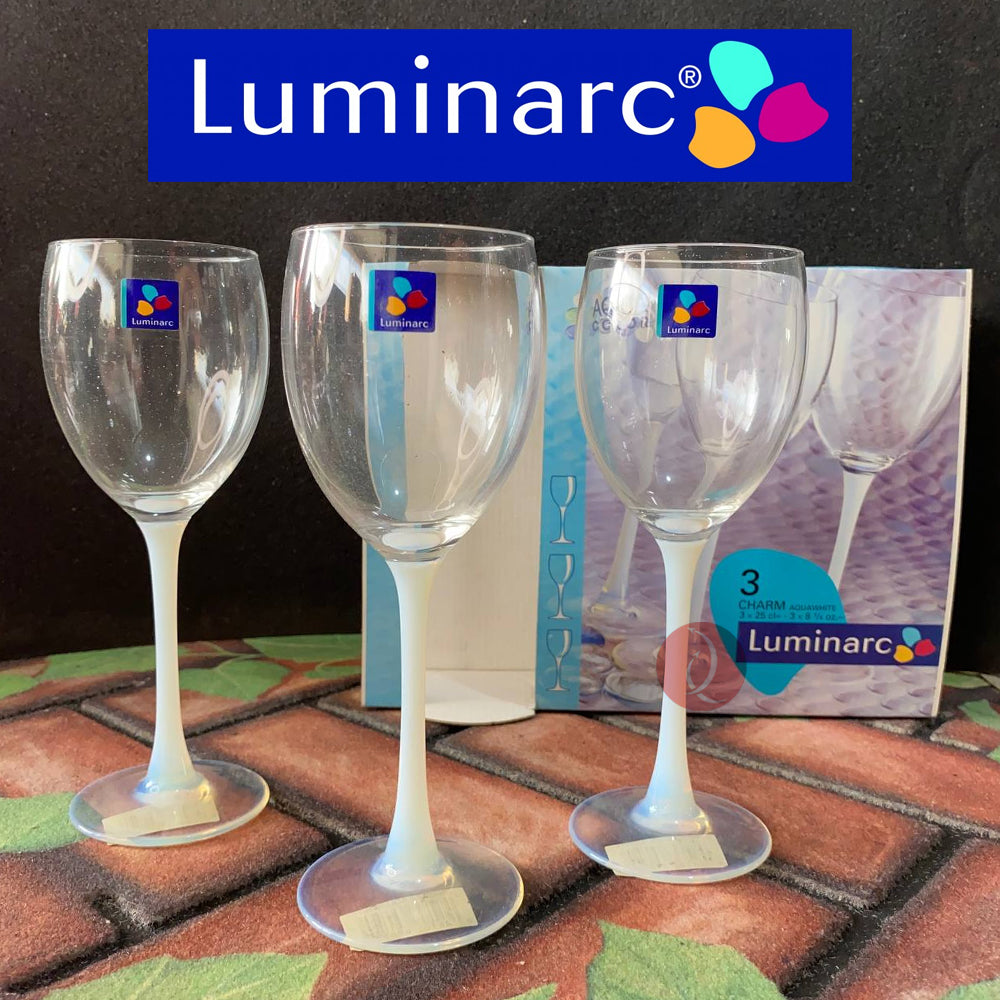 Luminarc 3pcs Wine Glass | Charm Aqua White | 69656 |  25cl - 8 1/4oz