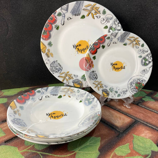 Luminarc Bon Appetit 12pcs Dinner Set | 4 Dinner Plate | 4 Dessert Plate | 4 Soup Plate