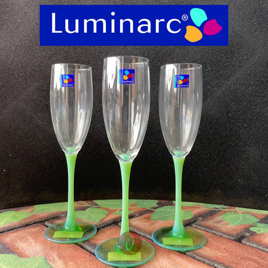 Luminarc 3pcs Flute Glass | Charm Aqua Green | 69996 | 17cl - 5 3/4 oz