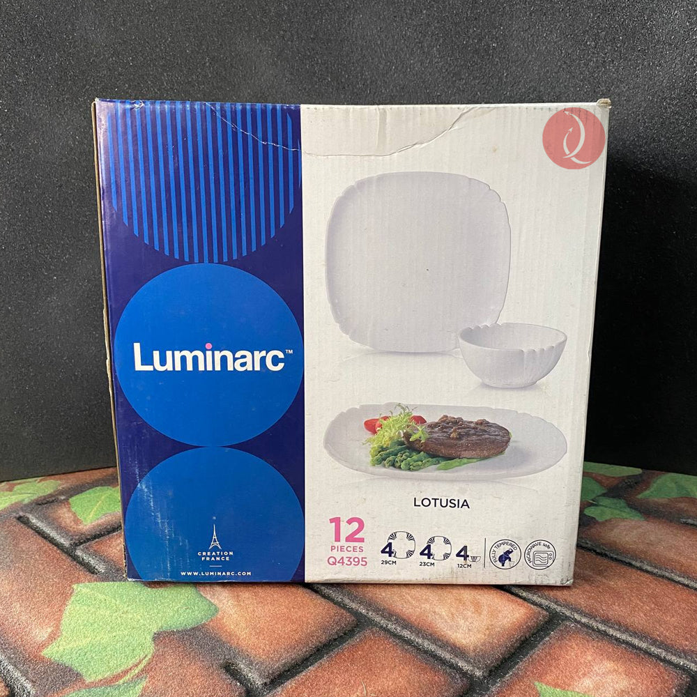 Luminarc Lotusia 12pcs Dinner Set | Microwave Safe | White Tableware