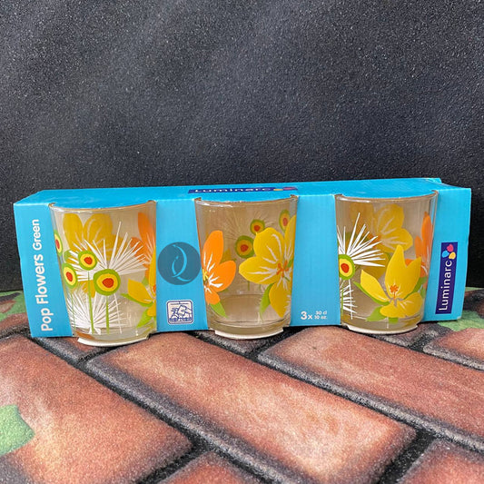 Luminarc Pop Flower Green 3pcs 10oz Glass | Drinking Glass