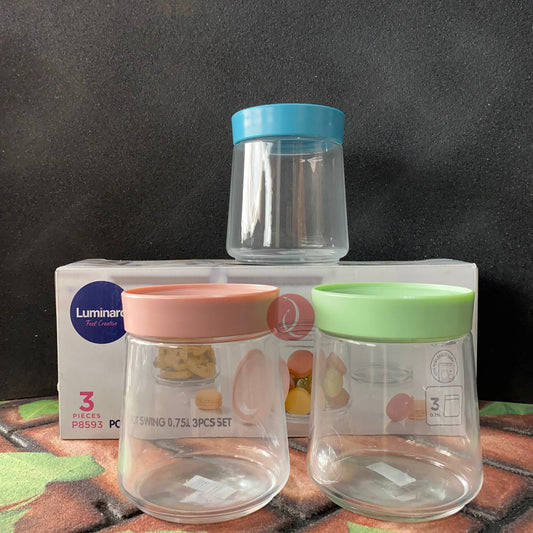 Luminarc 3pcs Pot Swing Food Container Set | Glass Container with Lid | Food Storage