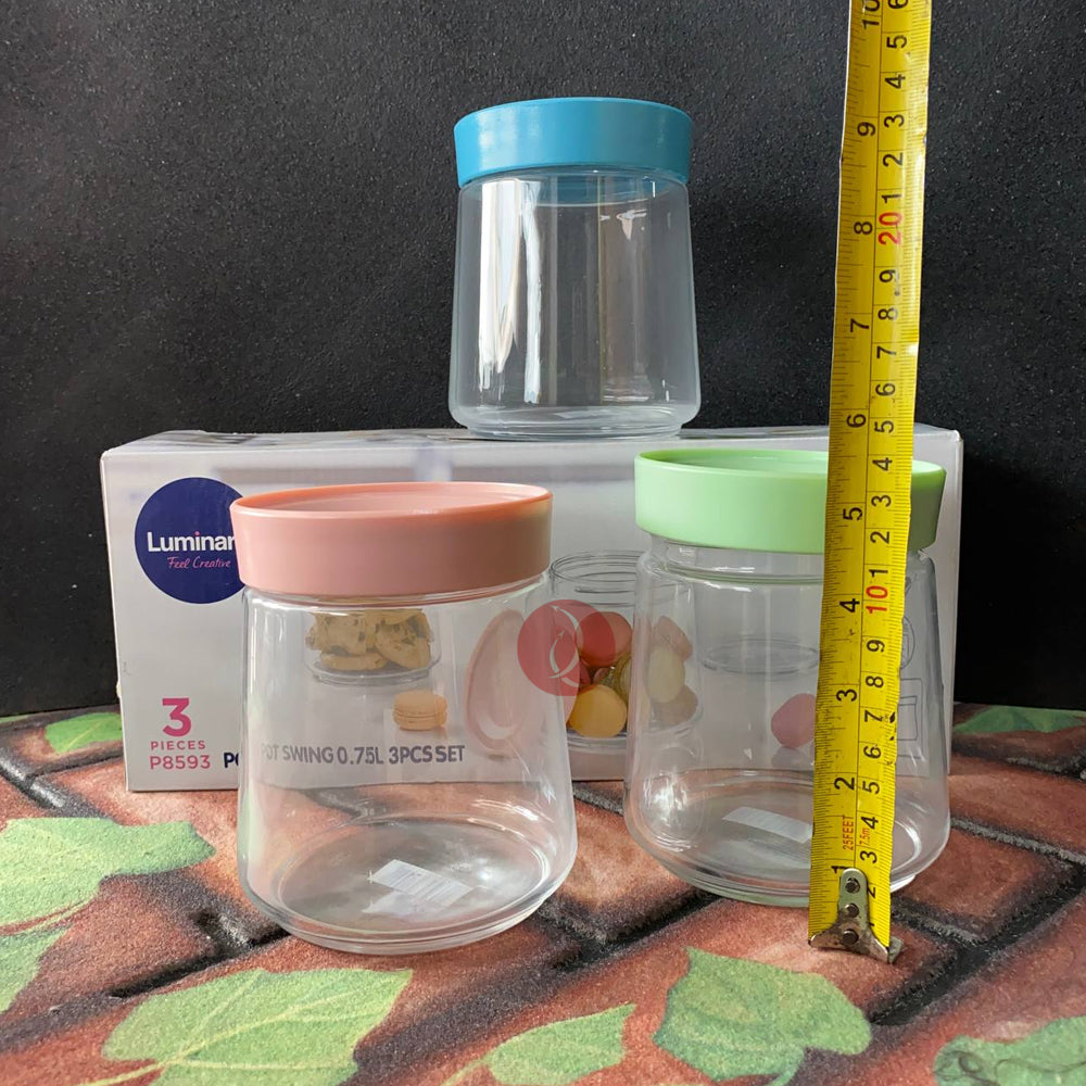 Luminarc 3pcs Pot Swing Food Container Set | Glass Container with Lid | Food Storage