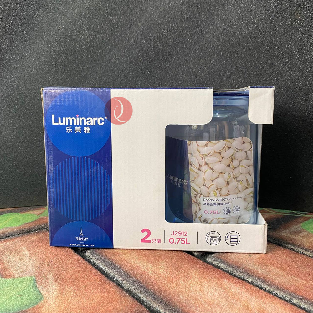 Luminarc Rondo Pot 2pcs Ice Blue | Glass Jar