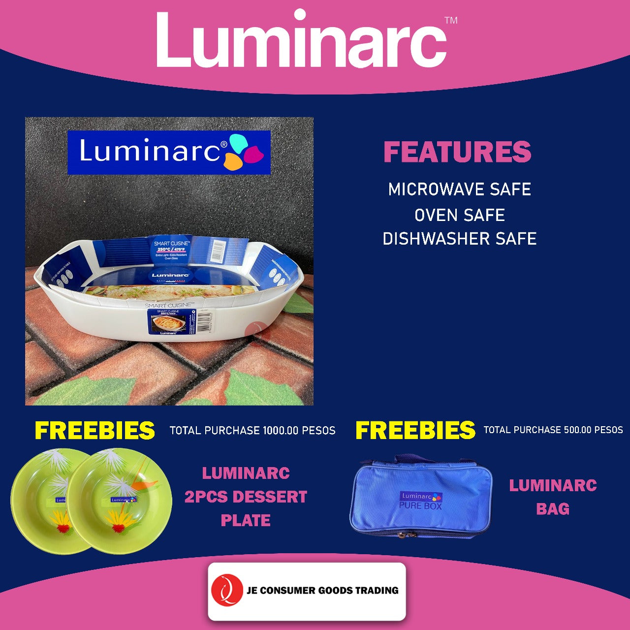 Luminarc Rectangular Baking Dish | Smart Cuisine | Oven Safe | Microwave Safe